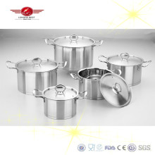 Polished Finished Stainless Steel Cooking Pot Set with Steel Lid